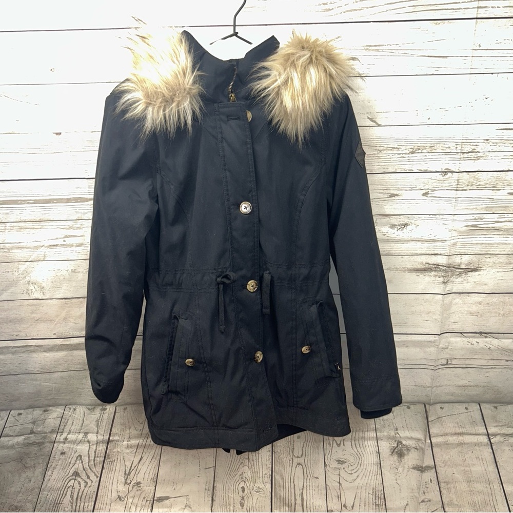 Hollister faux fur lined parka size small EUC